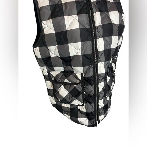WOOLRICH QUILTED BLACK/WHITE PLAID WINTER CASUAL PUFFER VEST WOMENS SIZE XL - Picture 13 of 13